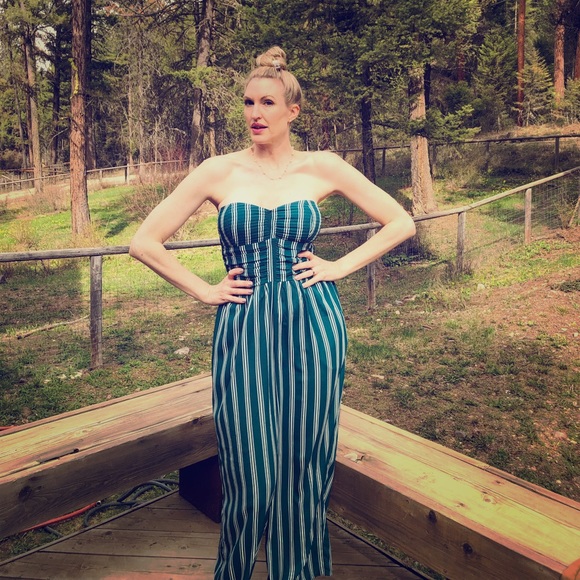 Band of Gypsies Pants - Strapless green jumpsuit sz m So Cute!!!